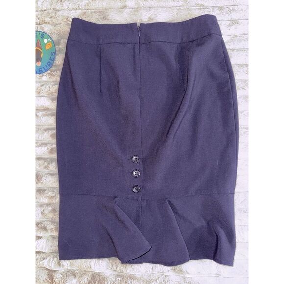 Retro Body By Victoria's Secret Blue Sz 2 Sexy Preppy Button Ruffle Pencil Skirt - Picture 9 of 9
